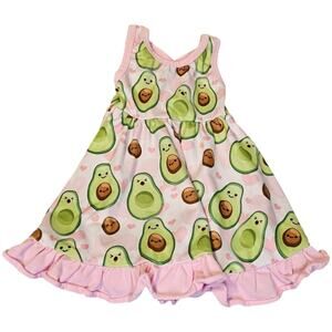 Newborn Pink Green White Avocado Print Dress – Size NB